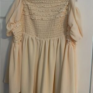 OPT Cream Smocked Dress